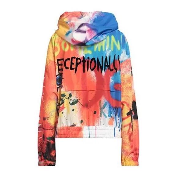 NWT Dolce & Gabbana Graffiti-print Hooded Windbreaker Jacket Orange IT 40 US S - Picture 6 of 6